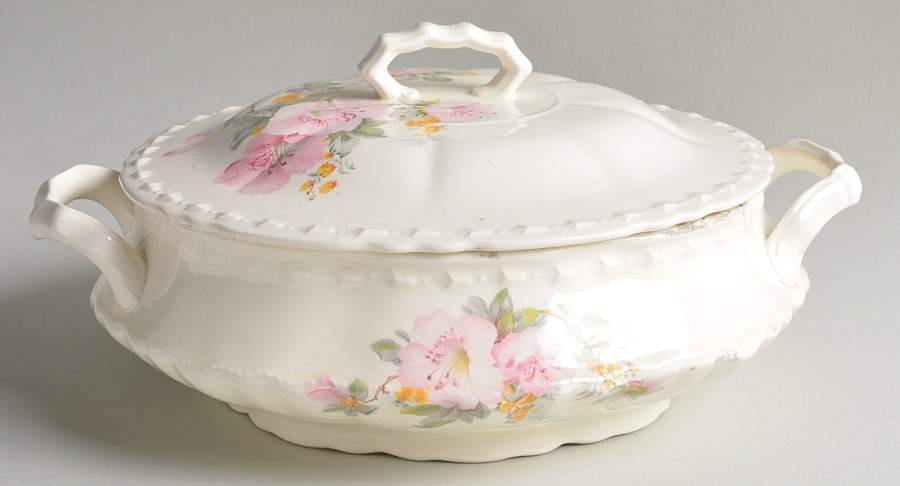 Apple Blossom Round Covered Vegetable by Crooksville-1