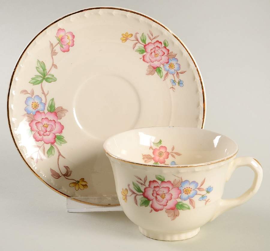 Belmont Flat Cup & Saucer Set by Crooksville-1