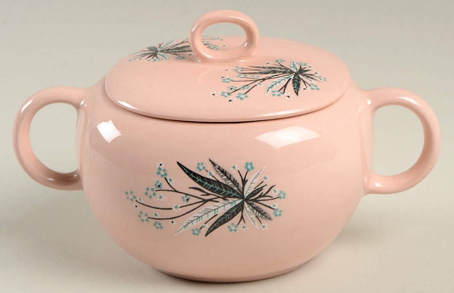 Carnation Remembrance Sugar Bowl & Lid by Crooksville-1