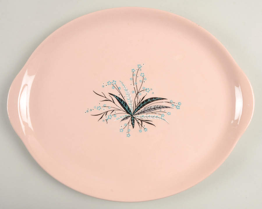 Carnation Remembrance 13" Oval Serving Platter by Crooksville-1
