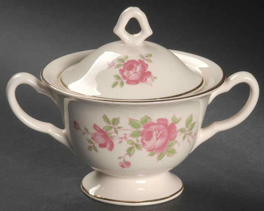 Wild Rose Sugar Bowl & Lid by Crooksville-1