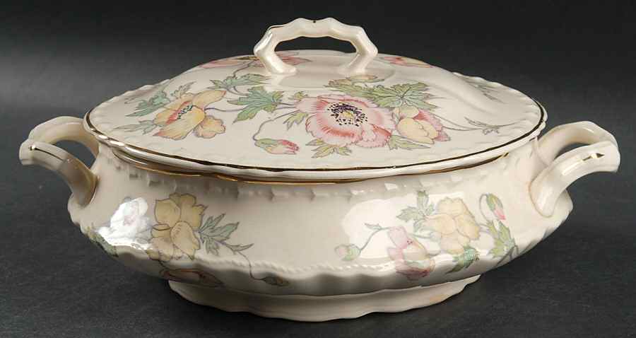 James California Poppy Round Covered Vegetable by Crooksville-1