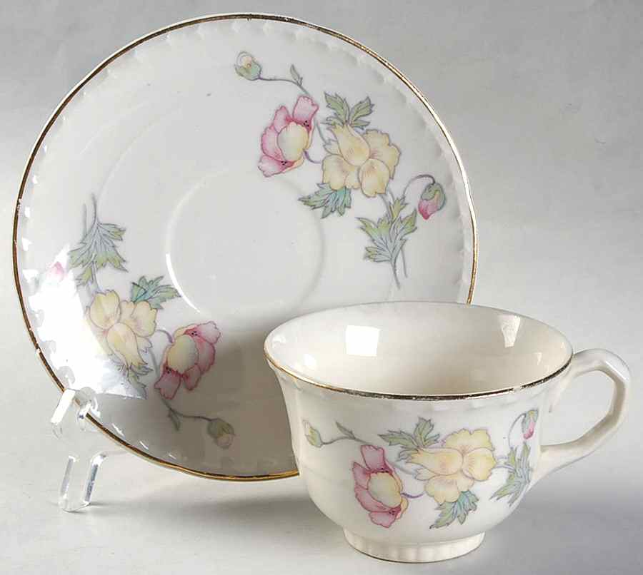James California Poppy Flat Cup & Saucer Set by Crooksville-1
