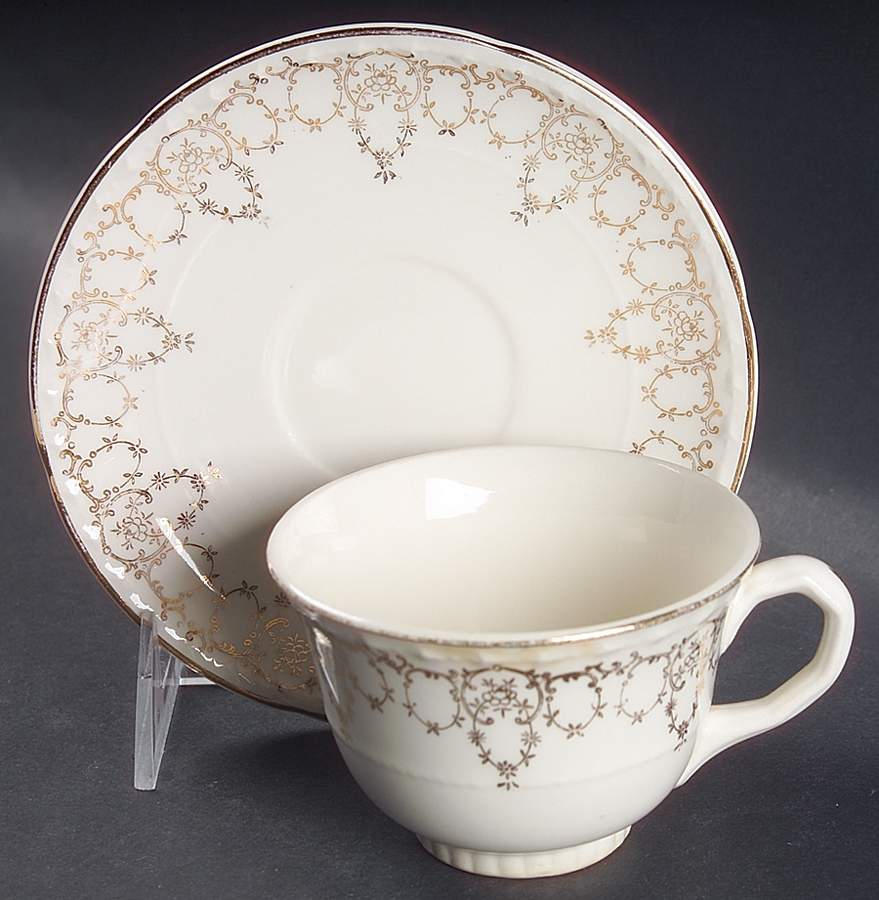 Lorraine Flat Cup & Saucer Set by Crooksville-1