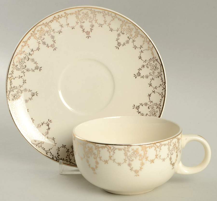 Lorraine Flat Cup & Saucer Set by Crooksville-1
