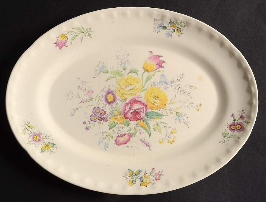 Floral Symphony 11" Oval Serving Platter by Crooksville-1