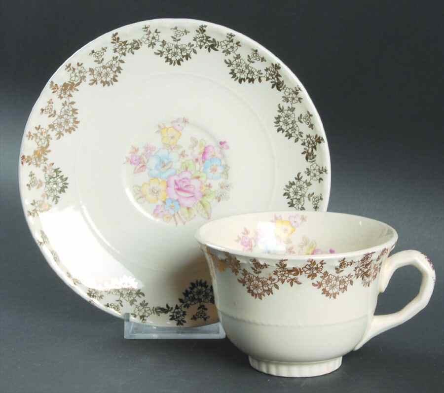 CRO58 Footed Cup & Saucer Set by Crooksville-1