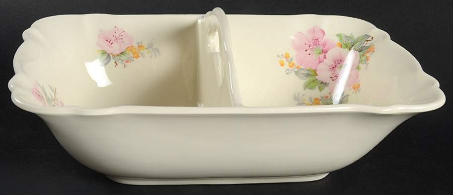 Azalea Rectangular Divided Vegetable Bowl by Crooksville-1