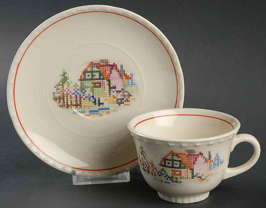 CRO74 Flat Cup & Saucer Set by Crooksville-1