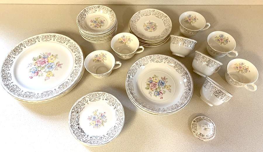 CRO78 Footed Cup & Saucer Set by Crooksville-1