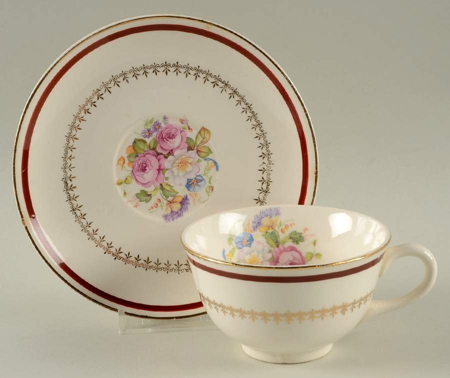 Hyde Park Footed Cup & Saucer Set by Crooksville-1