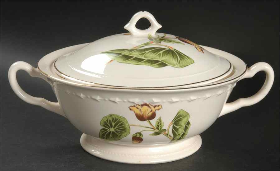 Delmar Begonia Round Covered Vegetable by Crooksville-1