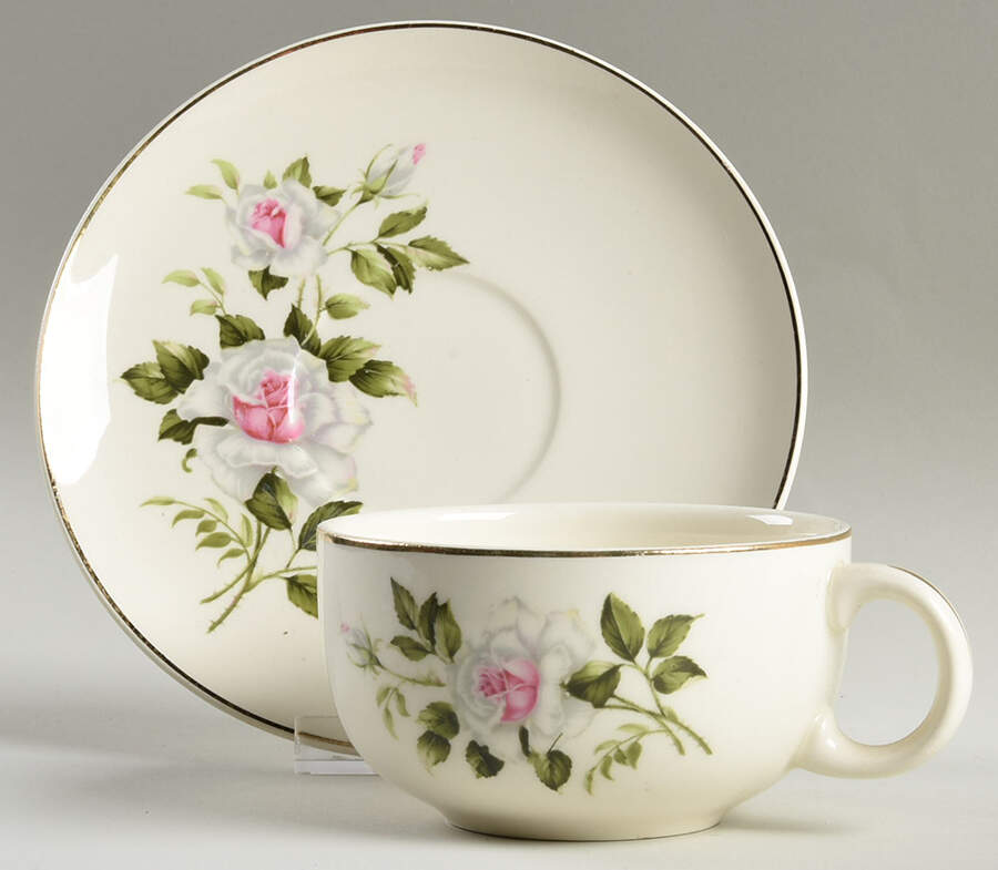 Delmar Marie Flat Cup & Saucer Set by Crooksville-1
