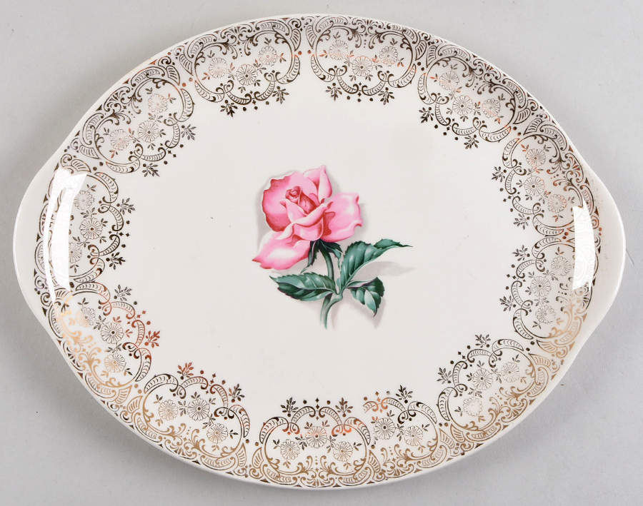 Delmar Rose 11" Oval Serving Platter by Crooksville-1