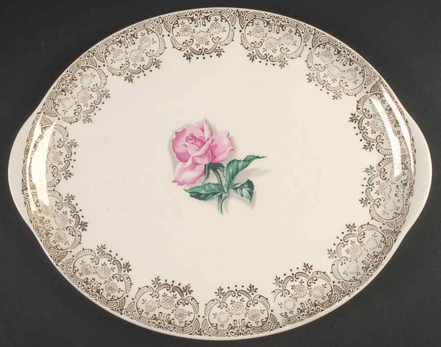 Delmar Rose 13" Oval Serving Platter by Crooksville-1