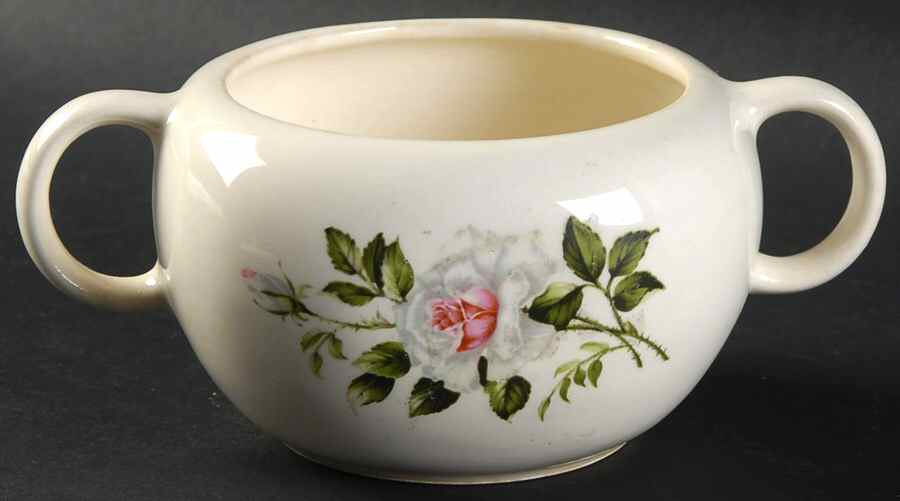 Dinner Rose Sugar Bowl No Lid by Crooksville-1