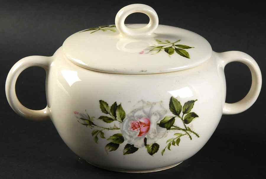 Dinner Rose Sugar Bowl & Lid by Crooksville-1
