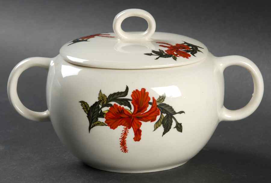 Flamingo Sugar Bowl & Lid by Crooksville-1