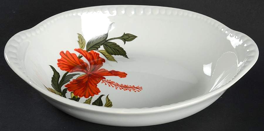 Hibiscus 10" Oval Vegetable Bowl by Crooksville-1