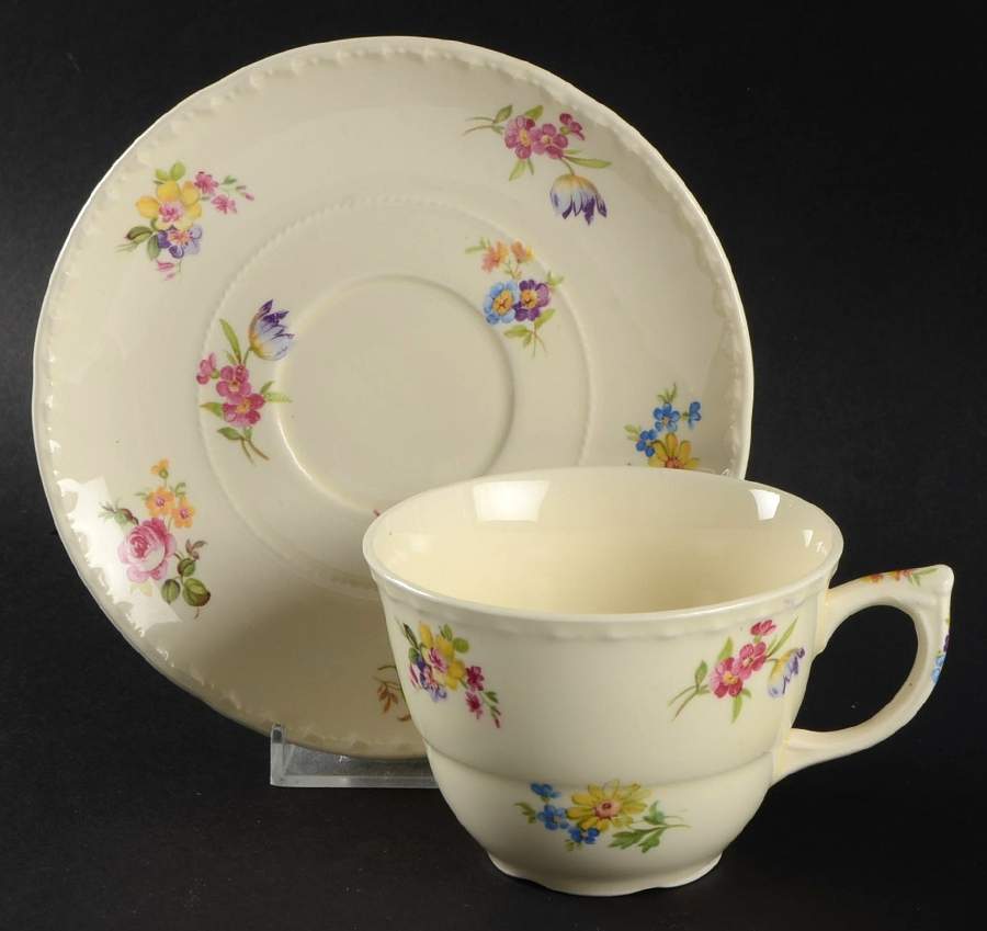 Little Bouquet Footed Cup & Saucer Set by Crooksville-1