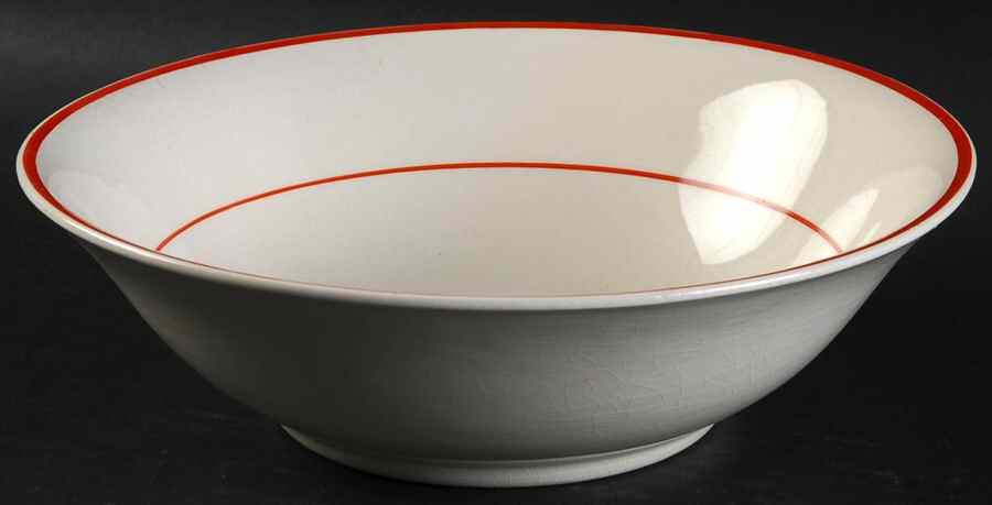 Petit Point House (Red Trim & Verge) 8" Round Vegetable Bowl by Crooksville-1