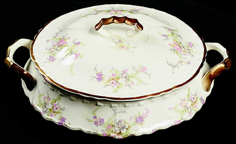 Spring Blossom Round Covered Vegetable by Crooksville-1