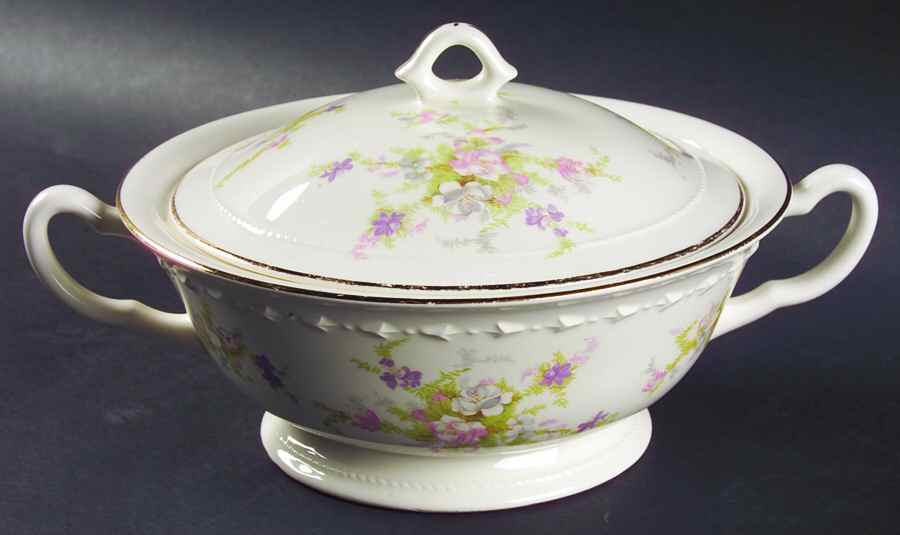 Spring Blossom Round Covered Vegetable by Crooksville-1