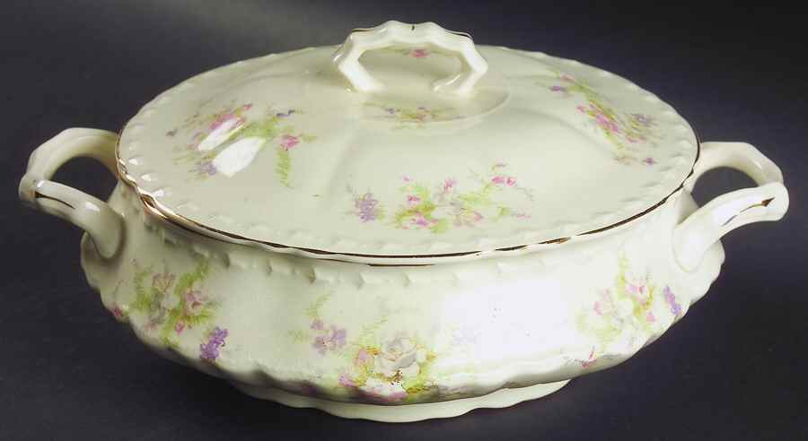 Spring Blossom Round Covered Vegetable by Crooksville-1