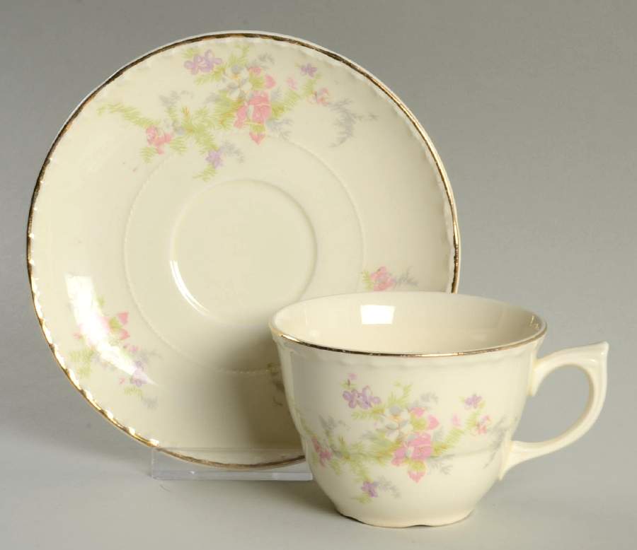 Spring Blossom Footed Cup & Saucer Set by Crooksville-1