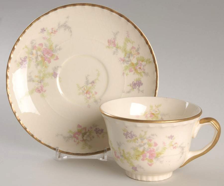 Spring Blossom Footed Cup & Saucer Set by Crooksville-1