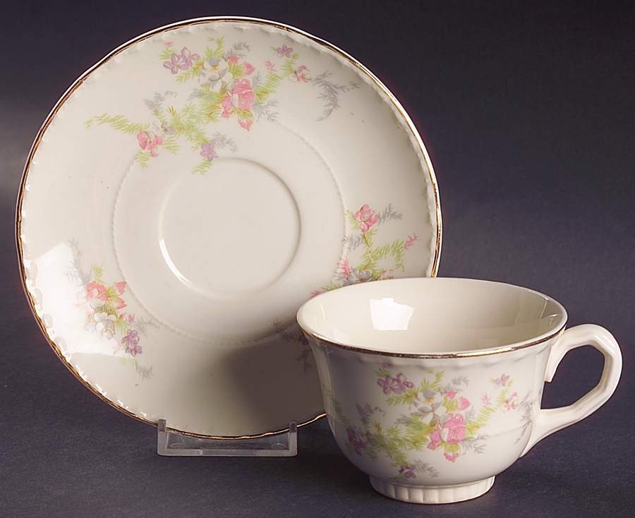 Spring Blossom Footed Cup & Saucer Set by Crooksville-1
