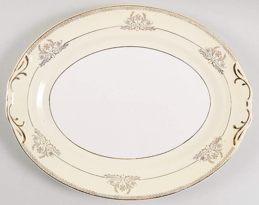 10007 13" Oval Serving Platter by Crown Potteries-1
