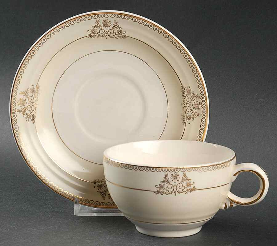 10007 Flat Cup & Saucer Set by Crown Potteries-1