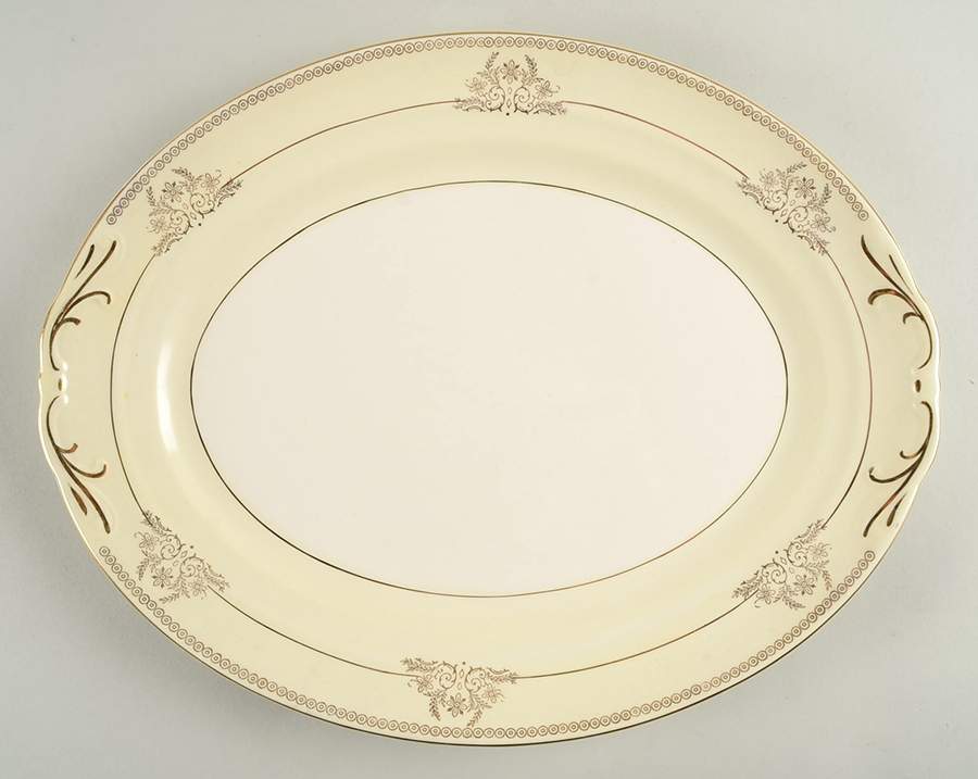 10007 14" Oval Serving Platter by Crown Potteries-1