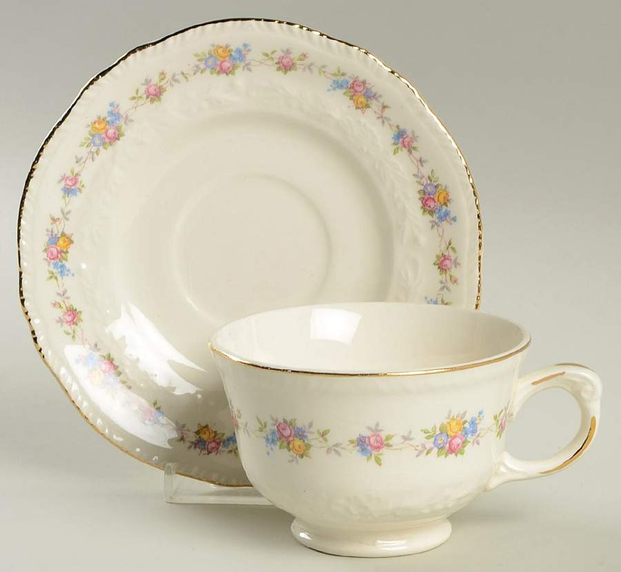 15007 Footed Cup & Saucer Set by Crown Potteries-1