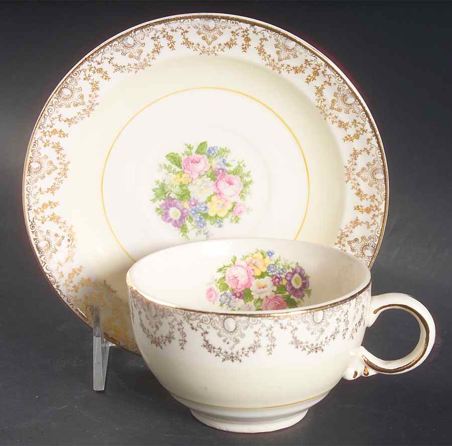 CRP17 Flat Cup & Saucer Set by Crown Potteries-1