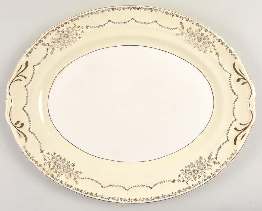 25007 15" Oval Serving Platter by Crown Potteries-1