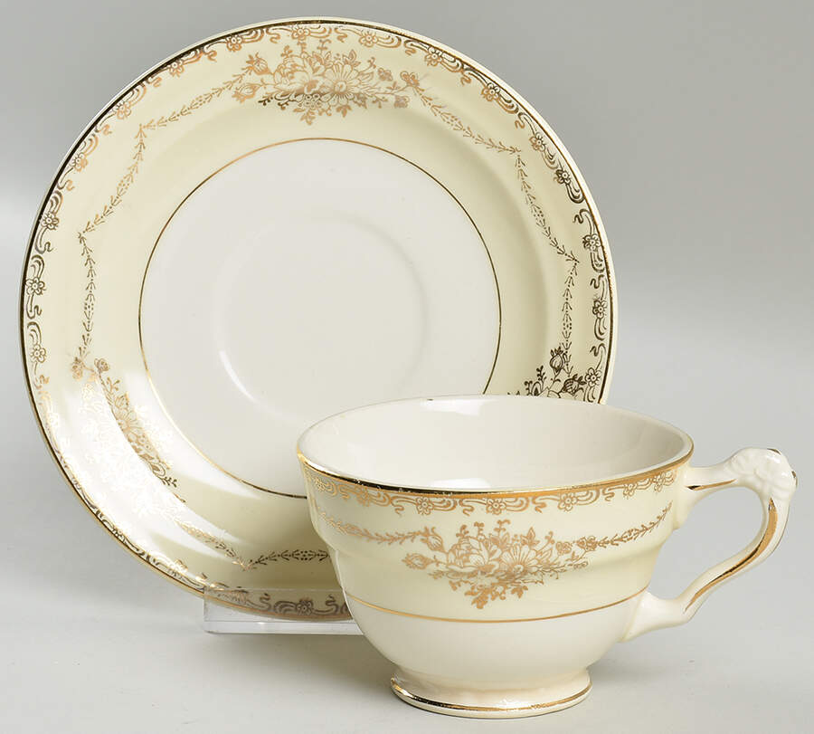 25007 Footed Cup & Saucer Set by Crown Potteries-1