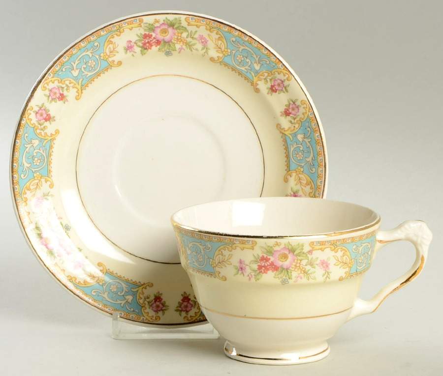 CRP4 Footed Cup & Saucer Set by Crown Potteries-1