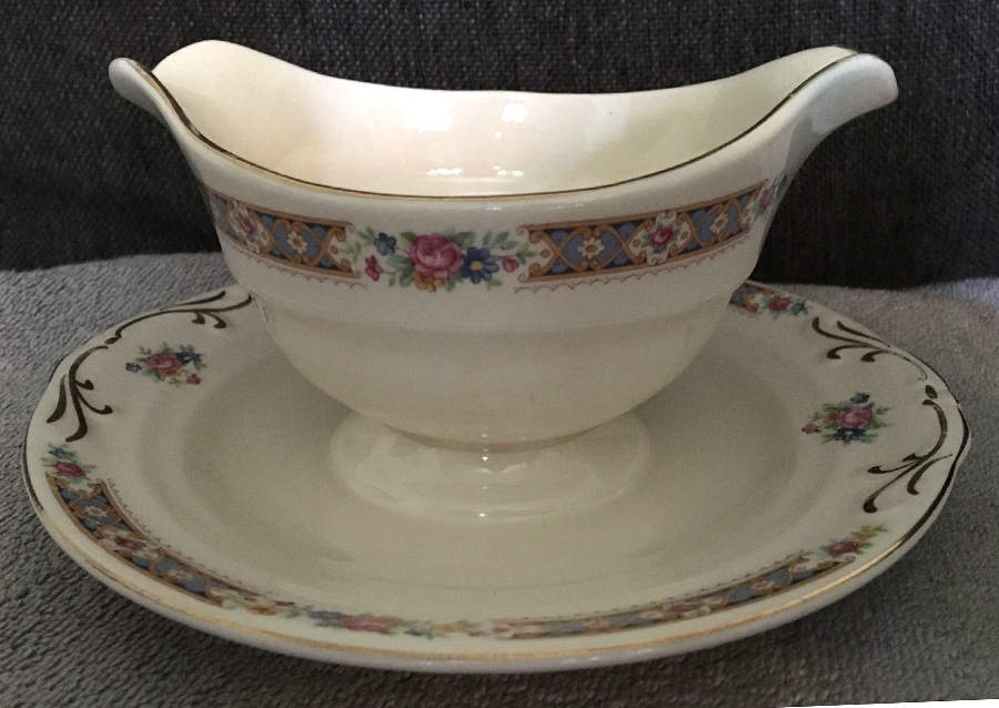 CRP5 Gravy Boat with Attached Underplate by Crown Potteries-1