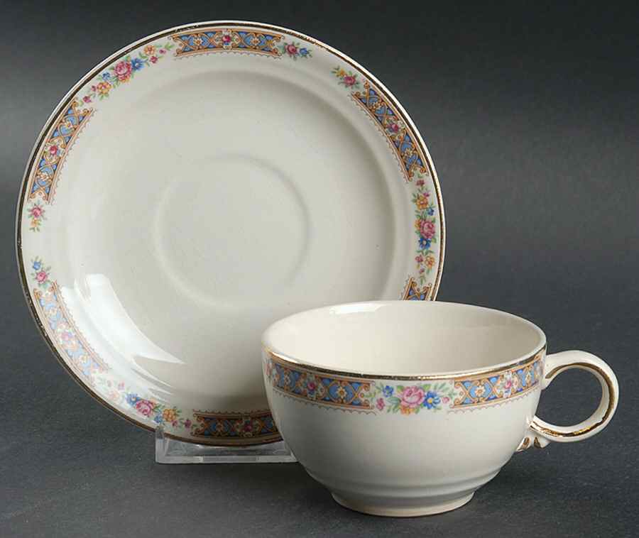 CRP5 Flat Cup & Saucer Set by Crown Potteries-1
