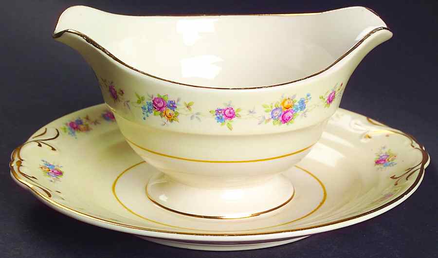 CRP7 Gravy Boat with Attached Underplate by Crown Potteries-1