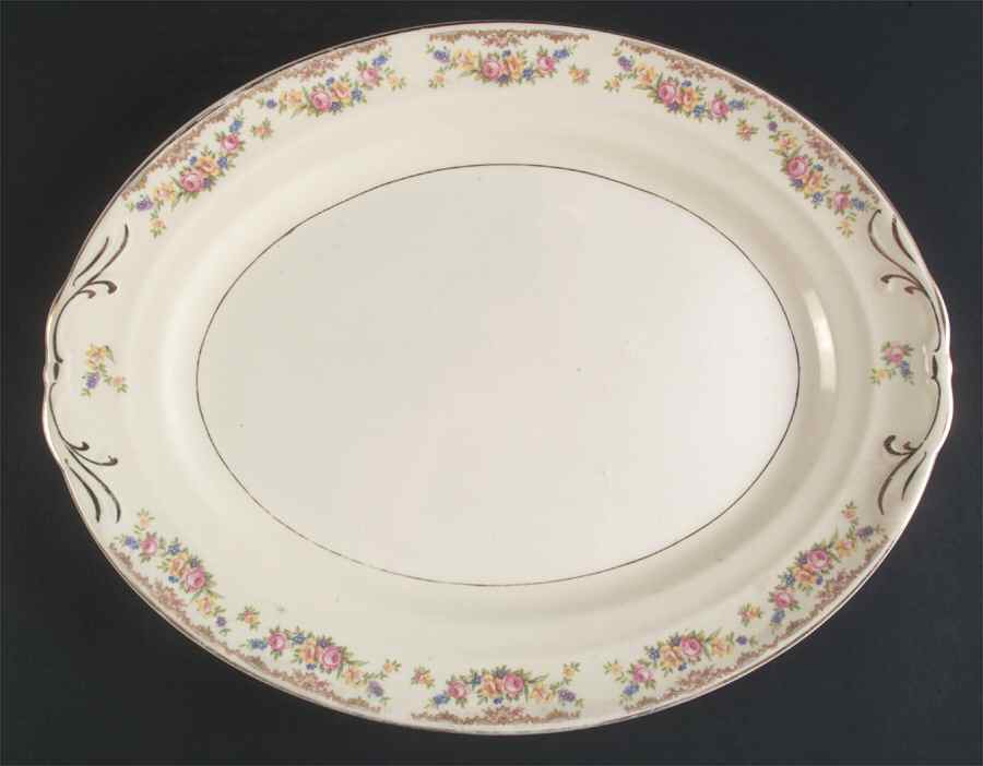 Garland 15" Oval Serving Platter by Crown Potteries-1
