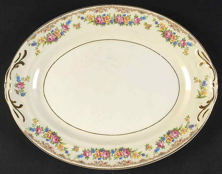 Garland 10" Oval Serving Platter by Crown Potteries-1