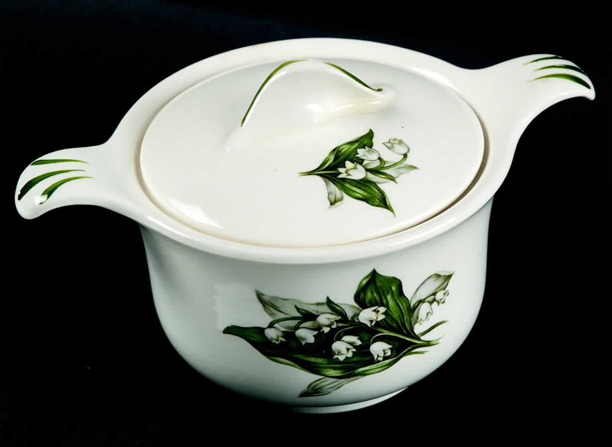 Lily of The Valley Sugar Bowl & Lid by Crown Potteries-1
