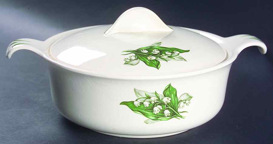 Lily of The Valley Round Covered Vegetable by Crown Potteries-1
