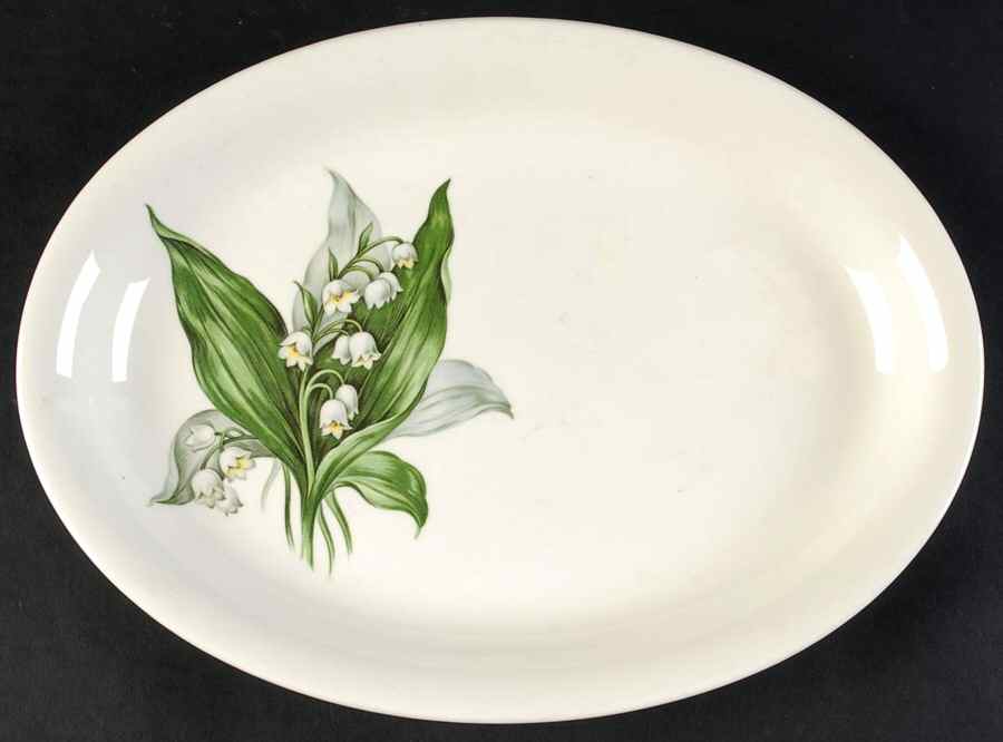 Lily of The Valley 11" Oval Serving Platter by Crown Potteries-1