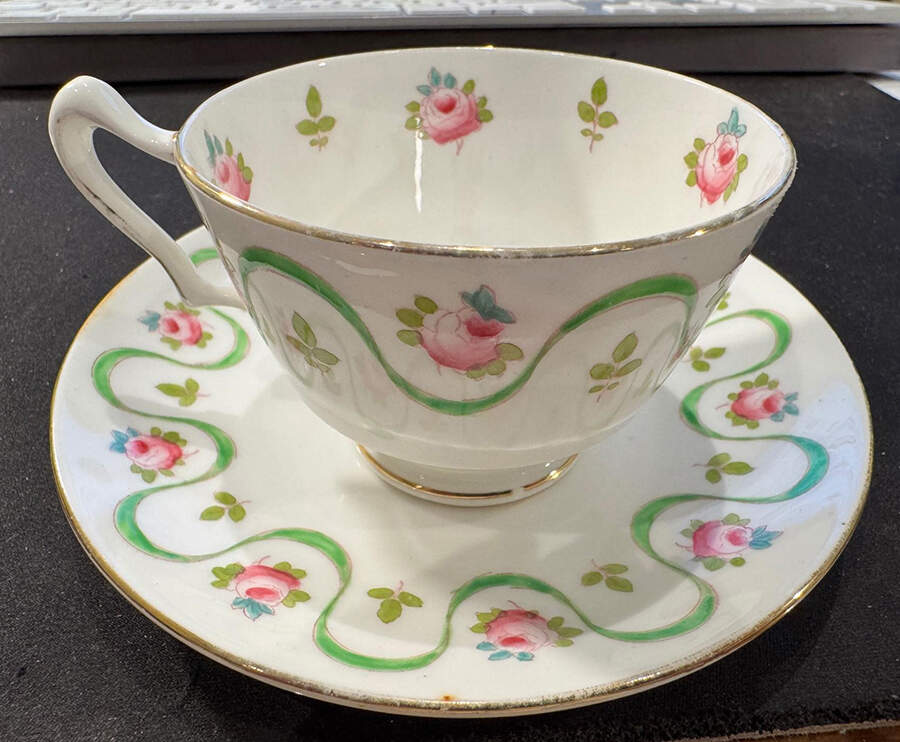 A4231 Footed Cup & Saucer Set by Crown Staffordshire-1