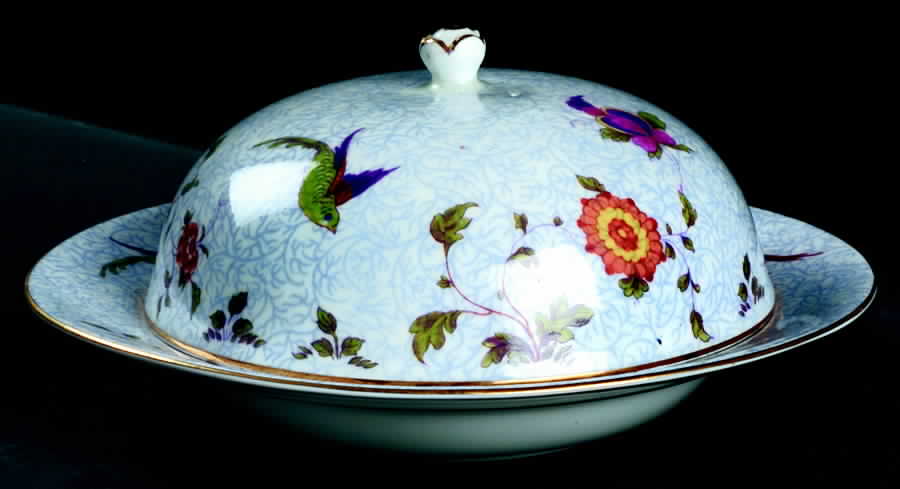 Bird of Paradise Round Covered Butter by Crown Staffordshire-1