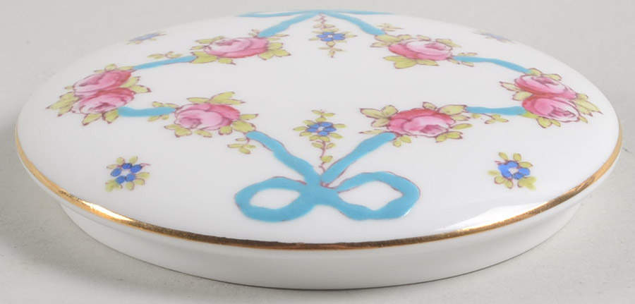 Blue Bow Lid for 4" Round Box by Crown Staffordshire-1